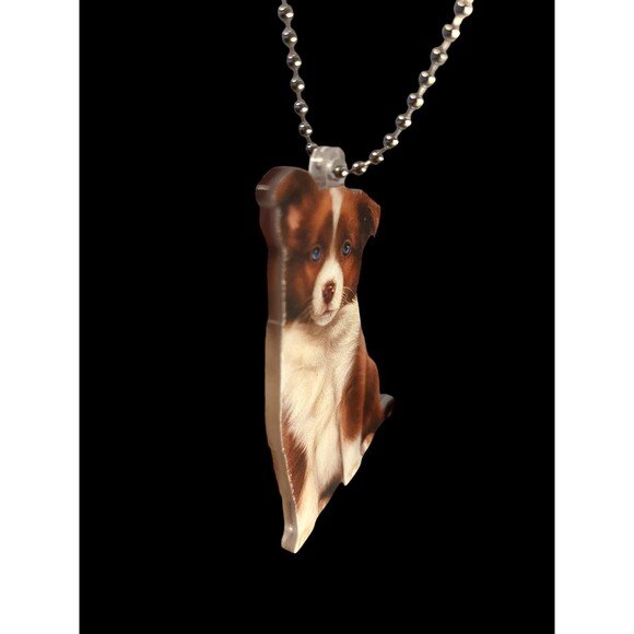 Cute Brown Border Collie Acrylic Keychain – Adorable Dog Hanging Ornament - Picture 5 of 5